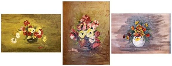 Flowers, triptych painting